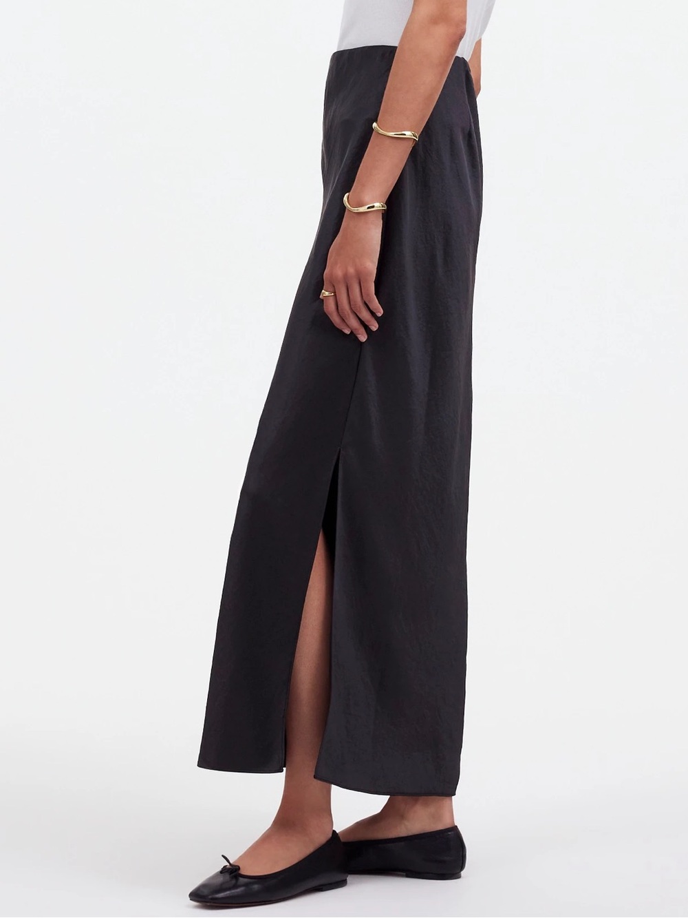 Madewell Satin Maxi Slip Skirt Black Size 12